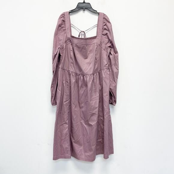 Ava & Viv Women's Balloon Long Sleeve Woven Midi A Line Dress Mauve Size 1X - Picture 2 of 6